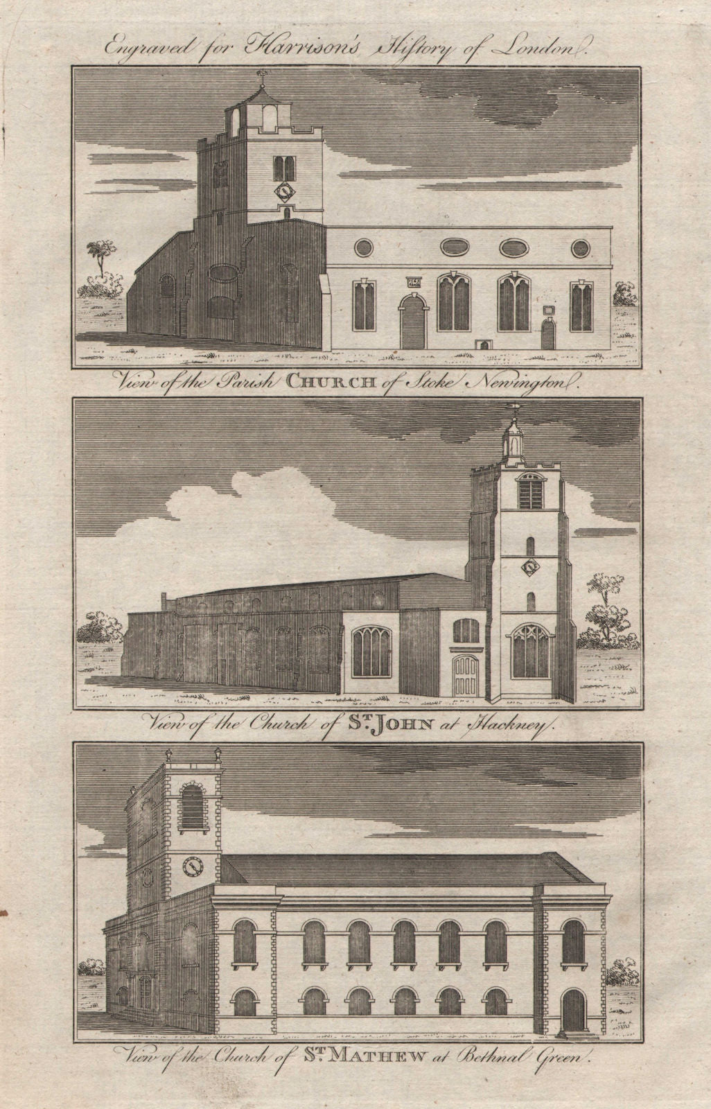Stoke Newington parish church. St John-at-Hackney. St Matthew Bethnal Green 1776
